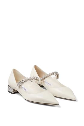 Low shoes in coffee-milk/silver nappa leather Jimmy Choo | BINGPUMPFLATNXJLATTESILVER